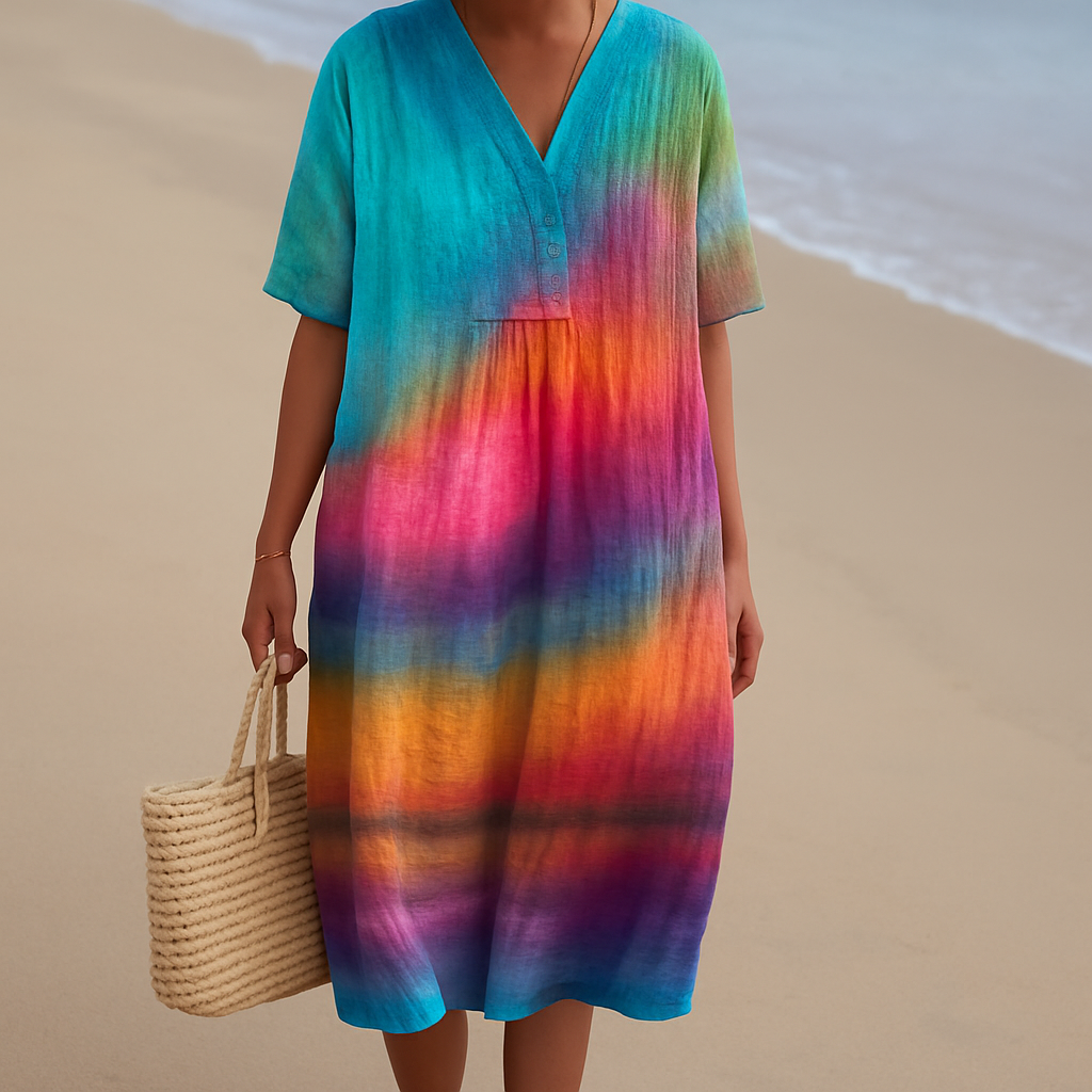 SOLÈNE | Tie-dye jurk zonsondergang