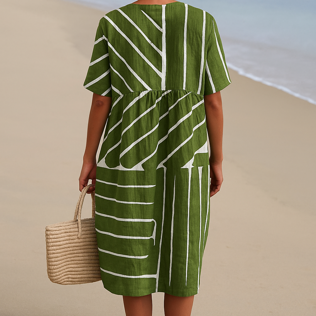 Yana | Groene jurk met geometrisch patroon