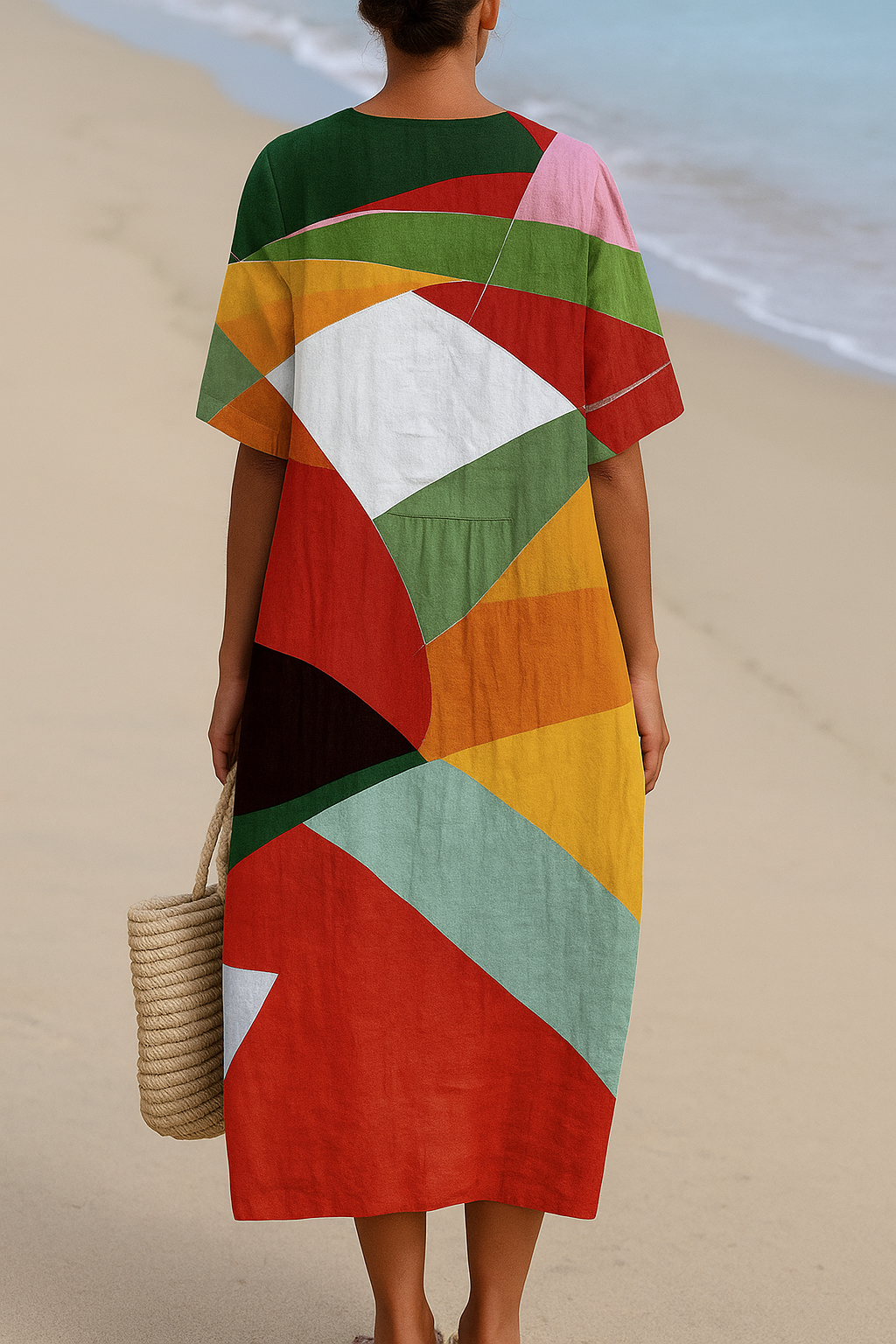 Solène II | Multicolor patchwork jurk