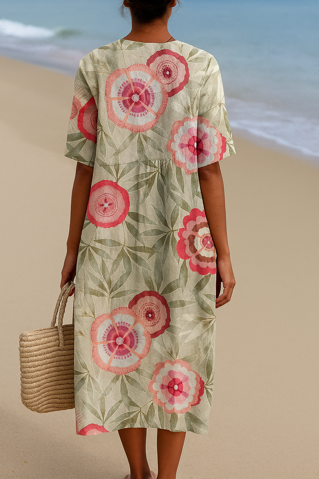 Félice | Jurk met bladeren en mandala bloemen