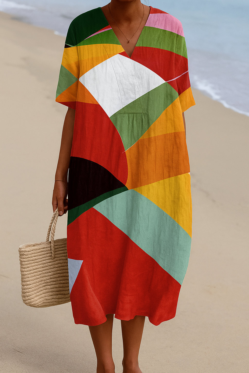Solène II | Multicolor patchwork jurk