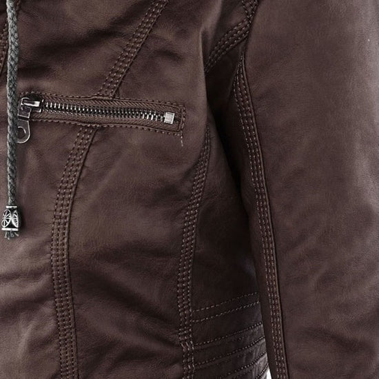 Ivory™ | Weerbestendige Dames Leren Jas met Capuchon