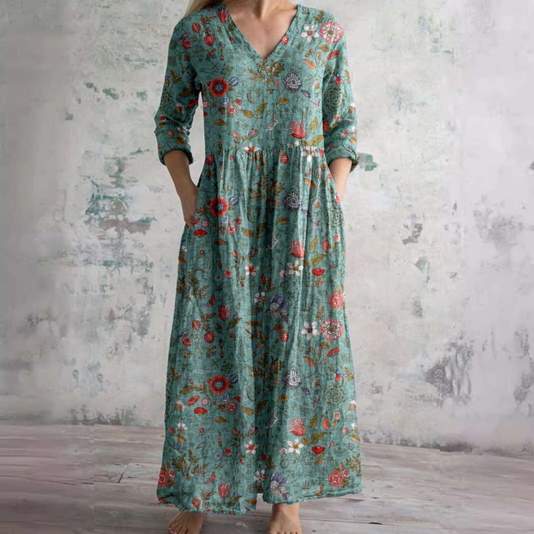 Carla | Zomerjurk met V-hals en Bloemenpatroon