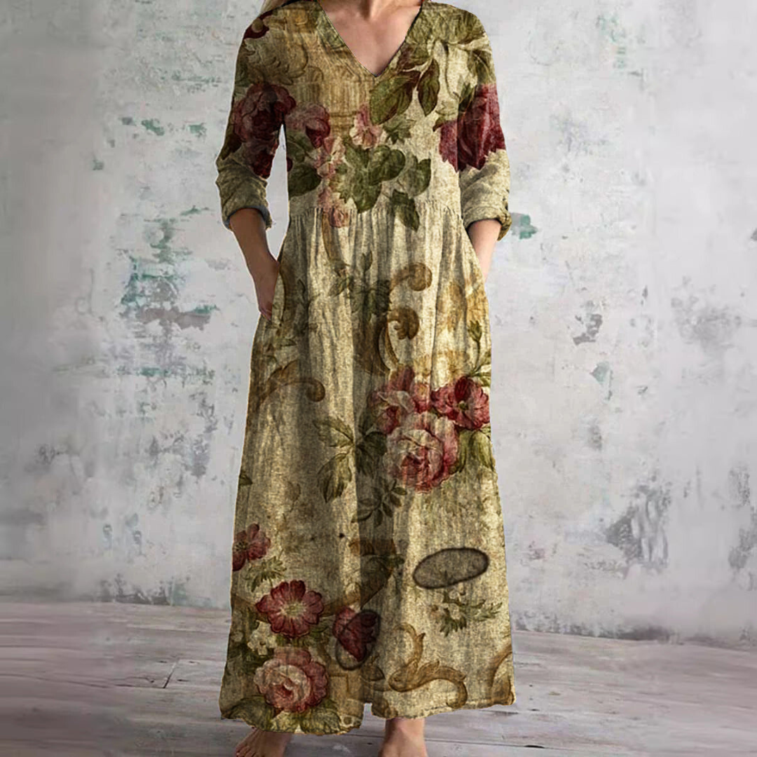 Carla | Zomerjurk met V-hals en Bloemenpatroon