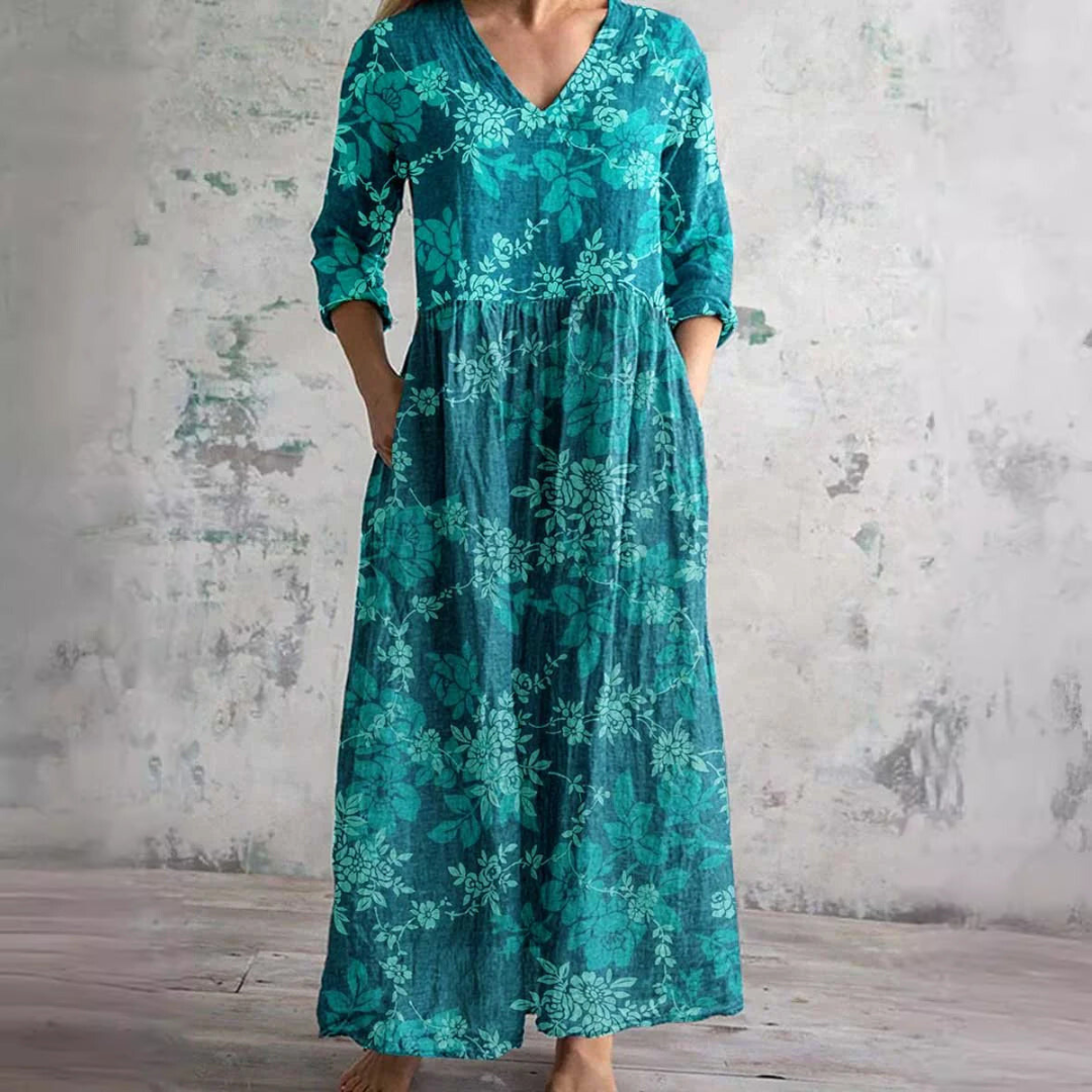 Carla | Zomerjurk met V-hals en Bloemenpatroon