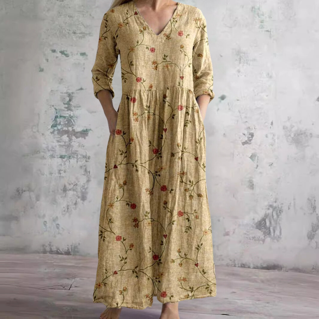 Carla | Zomerjurk met V-hals en Bloemenpatroon