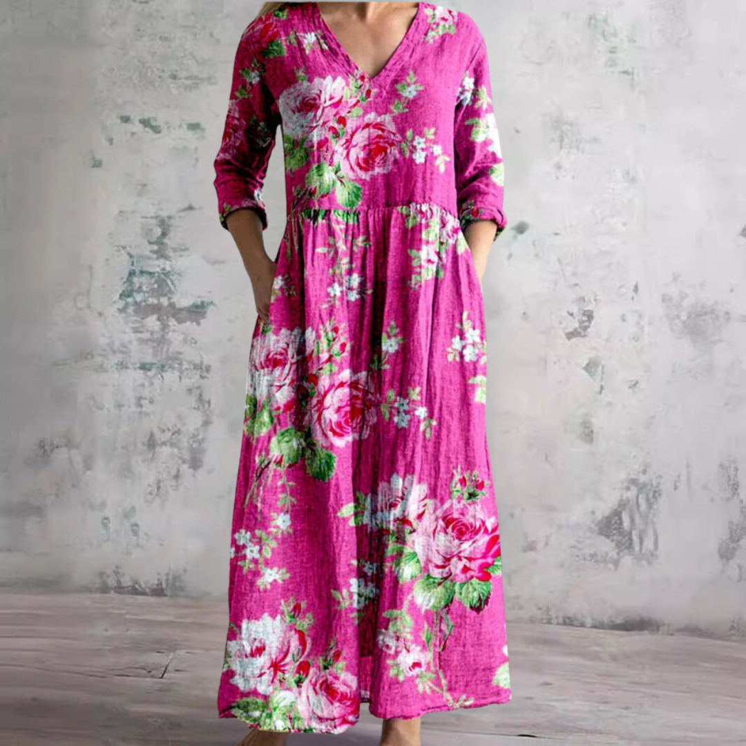 Carla | Zomerjurk met V-hals en Bloemenpatroon