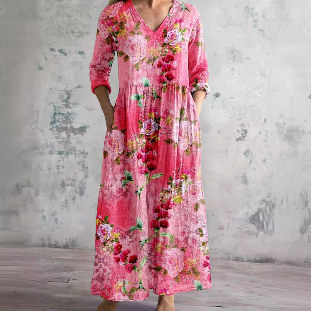 Carla | Zomerjurk met V-hals en Bloemenpatroon