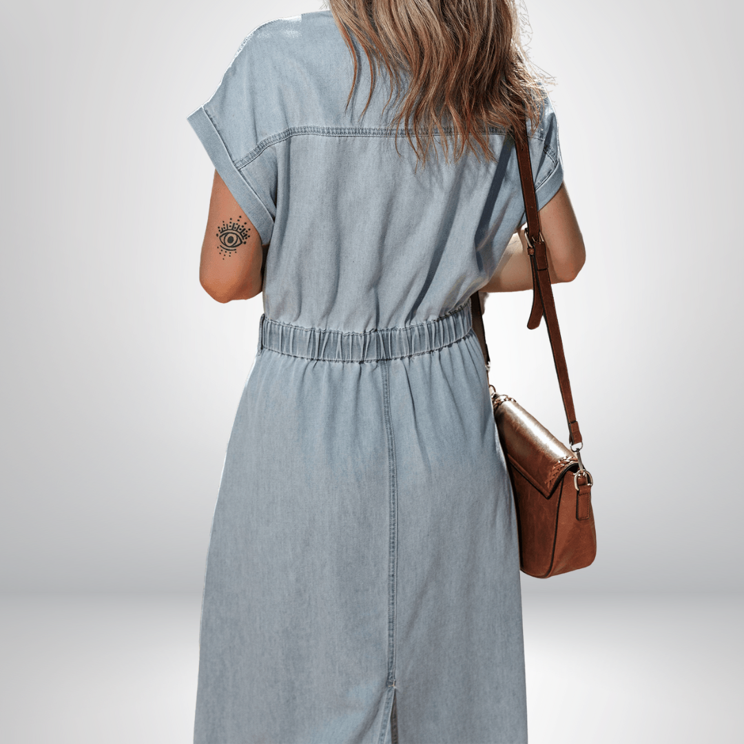 Sofia® | Elegante Denimjurk met Korte Vlindermouwen