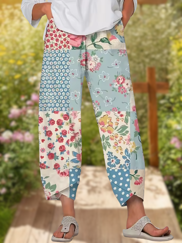 LUNA | FLORAL PATCHWORK RELAXEERD BROEKEN