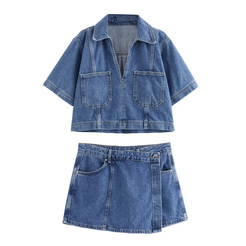 Sofia® | V-hals Denim Set