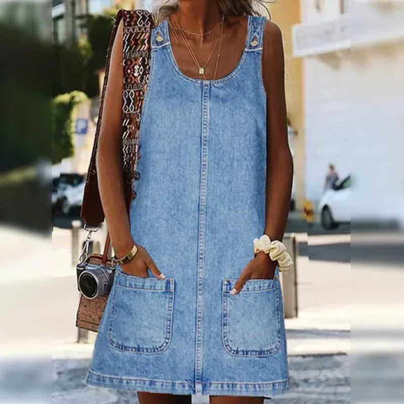 Sofia™ | Praktische en Lichte Denim Zomerjurk