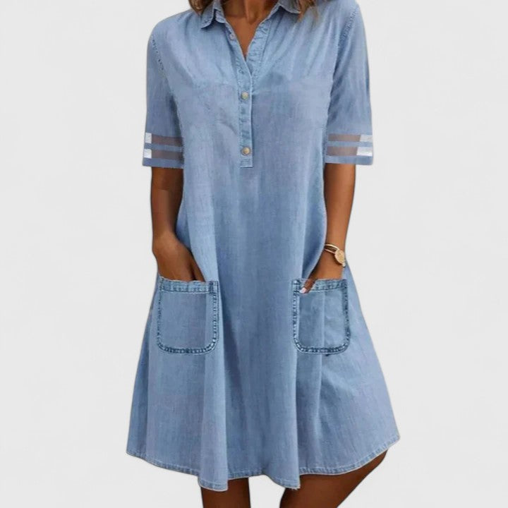 Brittany | Figuurvriendelijke Denim Jurk