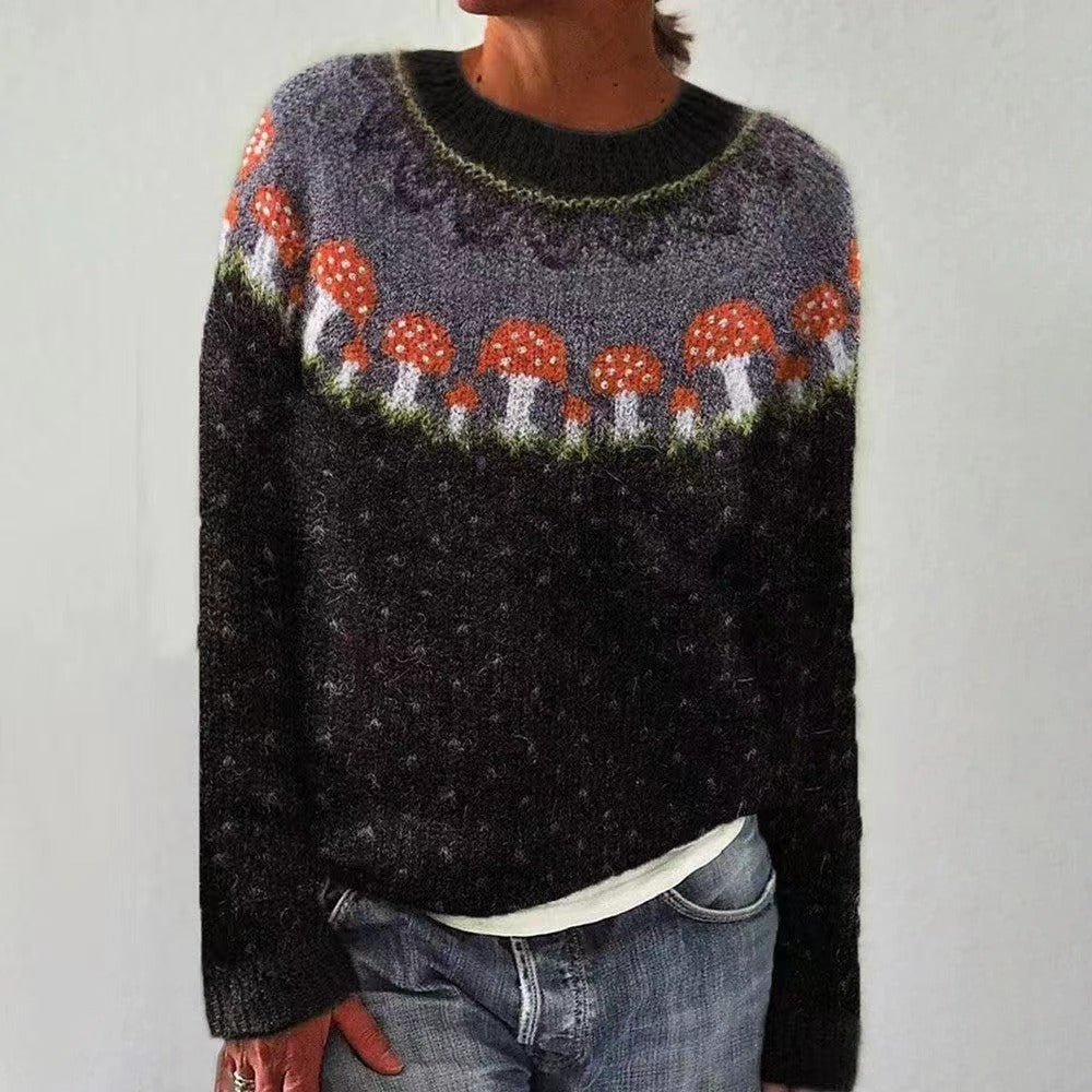 Button Mushroom Jumper – Losse Pasvorm Perfect voor Weekendcomfort en Casual Chic Uiterlijk