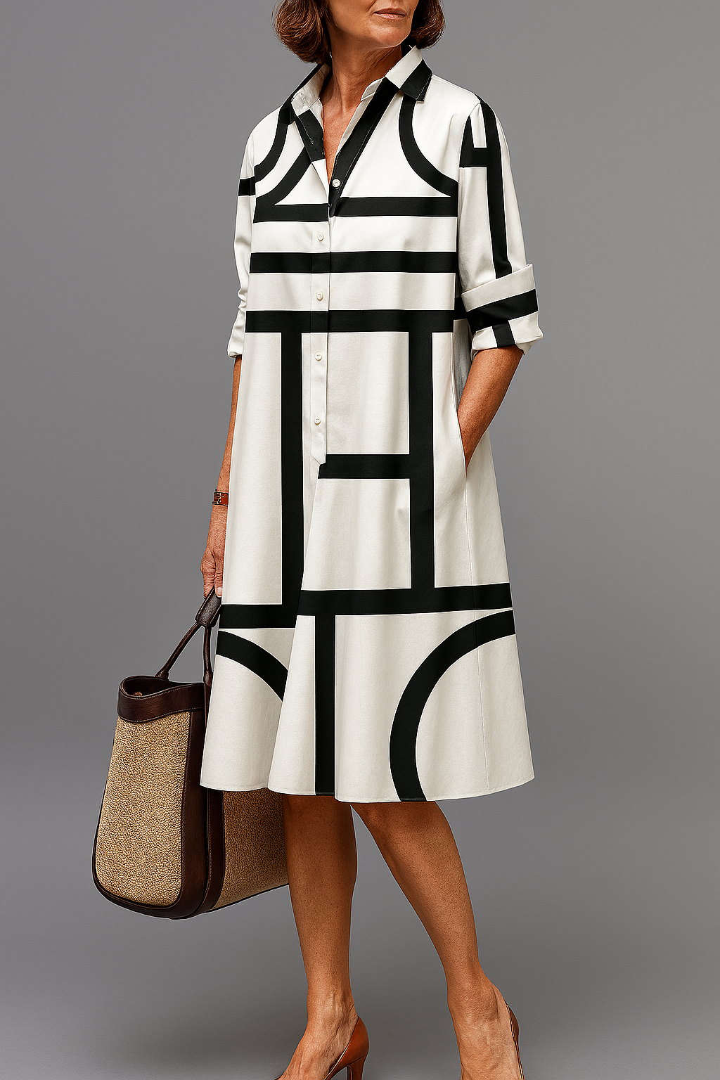 Brigitte - Luxe Midi Jurk voor Moeiteloze Elegantie