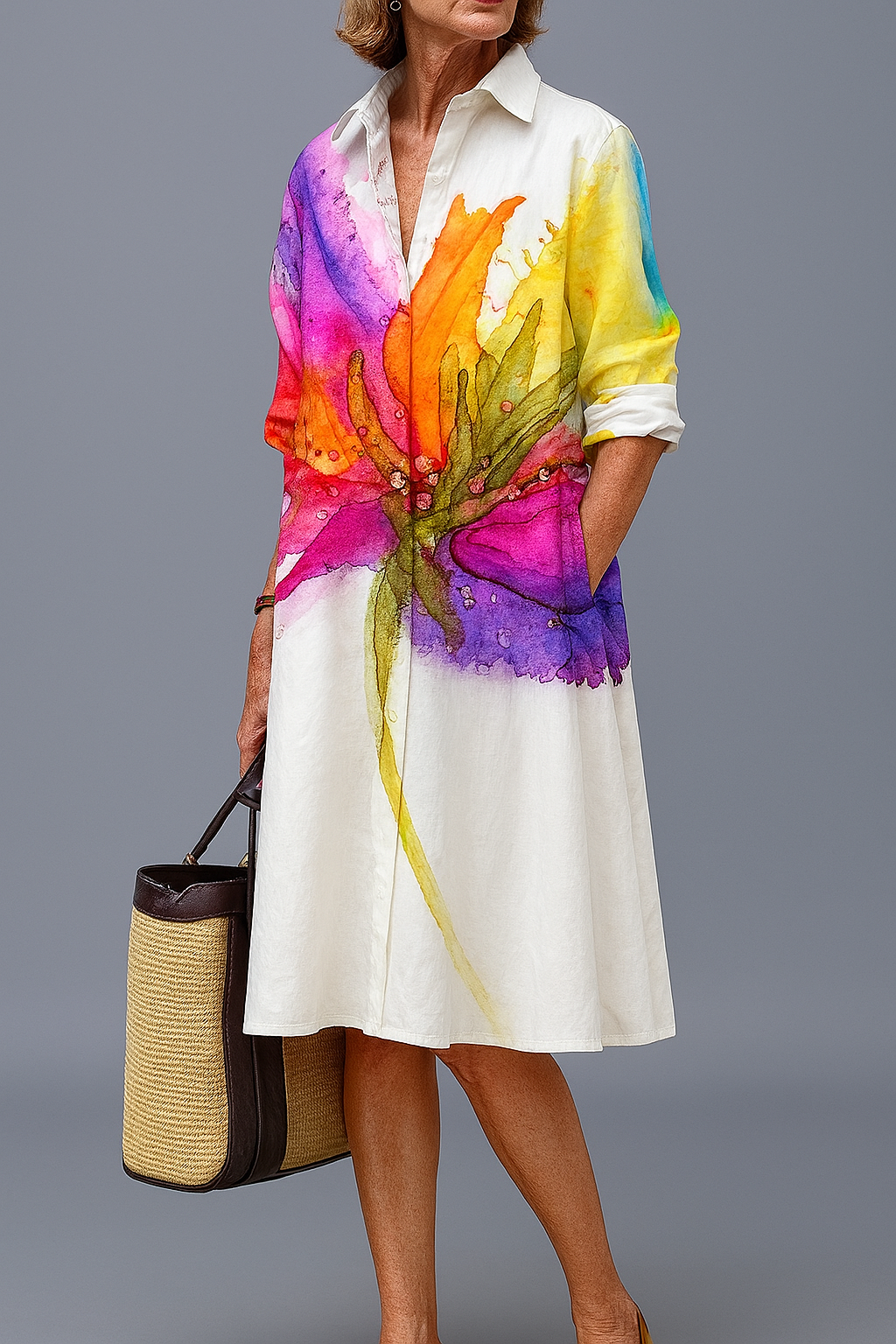 Doris - Luxe Midi Jurk voor Moeiteloze Zomercomfort