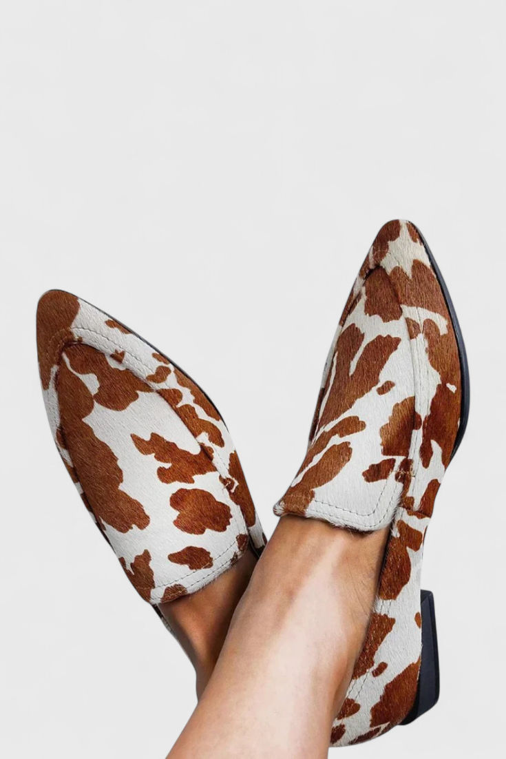 Leren Mocassins Griekenland met Lage Hak en Puntige Neus