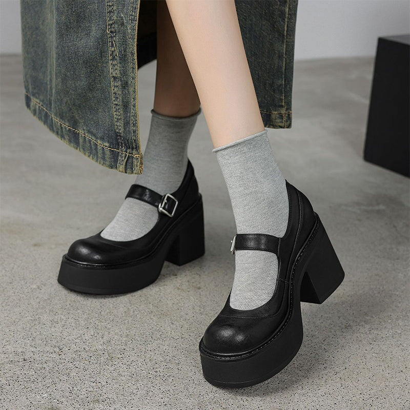 Mary-Jane™| Pela Leren Pumps